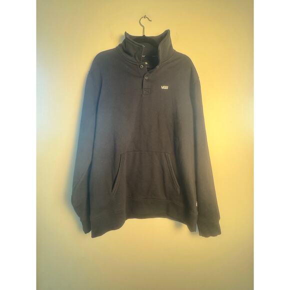 Vans Men’s Two Button Collared Pullover Vintage Black Size XL - Picture 1 of 8